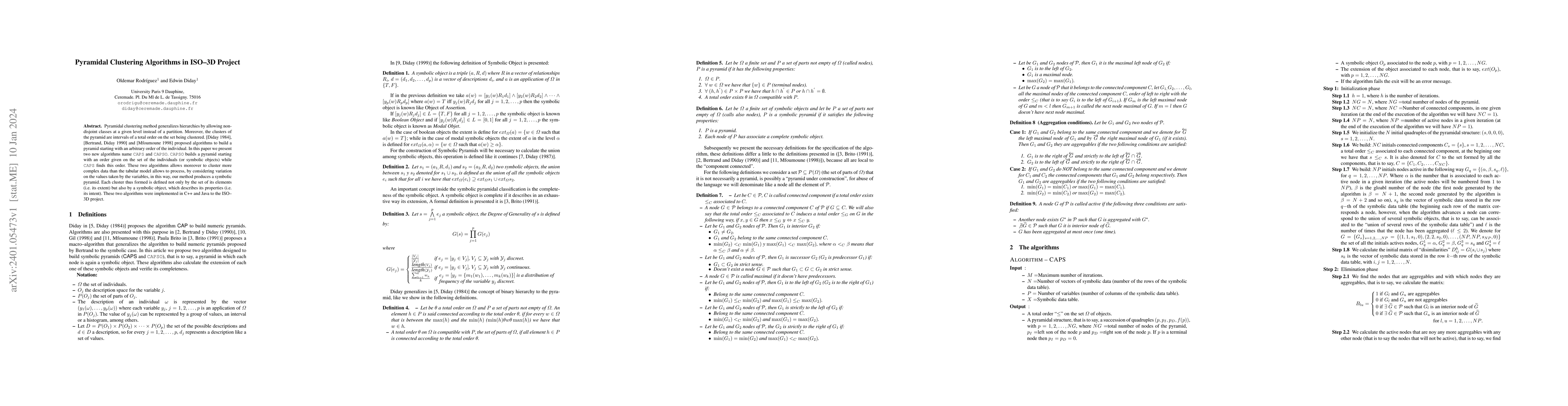 Thumbnail for Pyramidal Clustering Algorithms in ISO-3D Project
