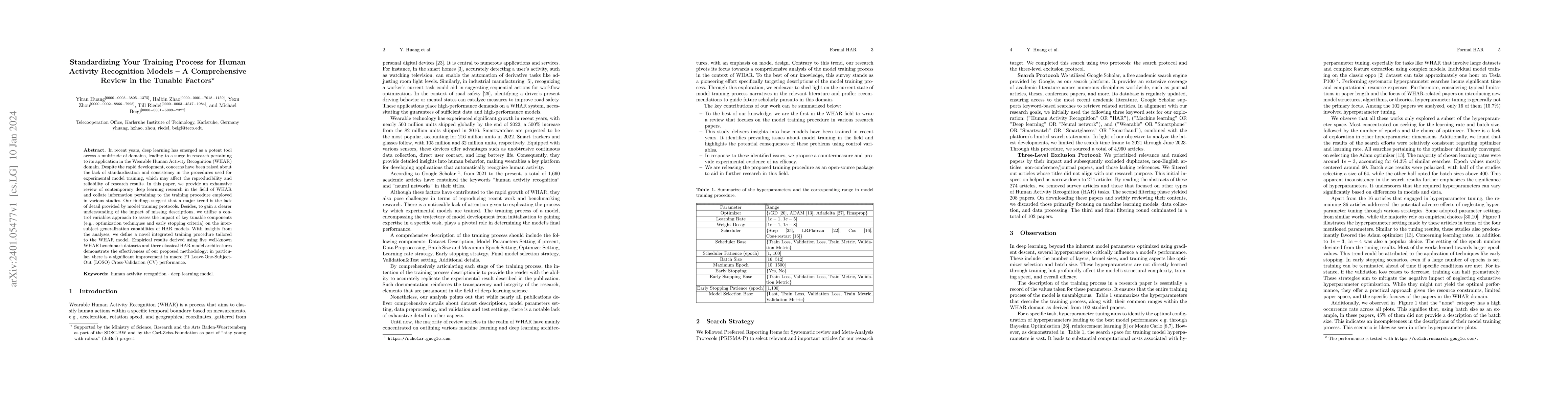 Thumbnail for Standardizing Your Training Process for Human Activity Recognition
  Models: A Comprehensive Review in the Tunable Factors