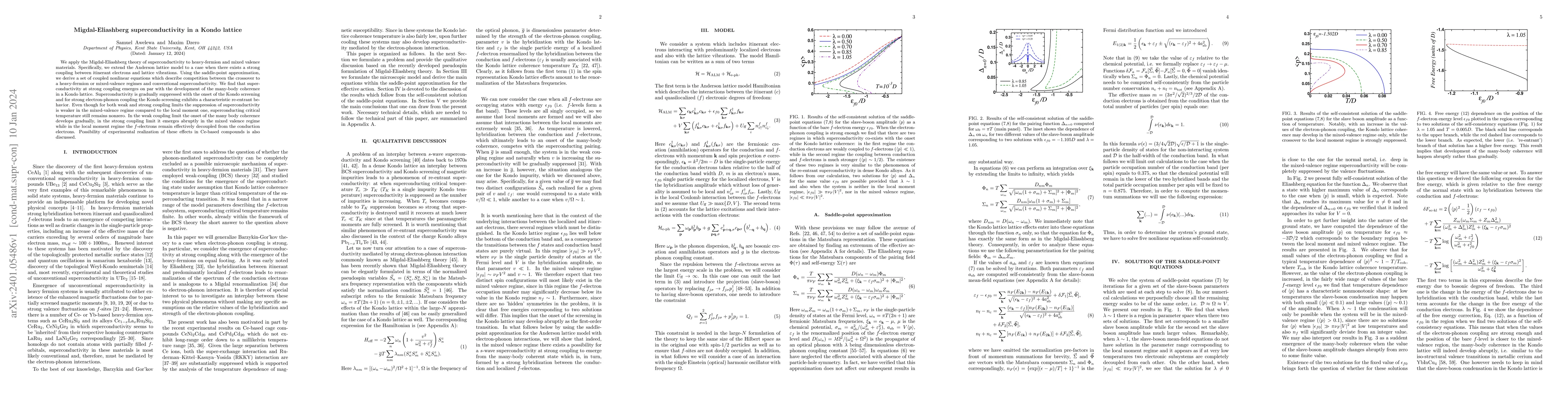 Thumbnail for Migdal-Eliashberg superconductivity in a Kondo lattice