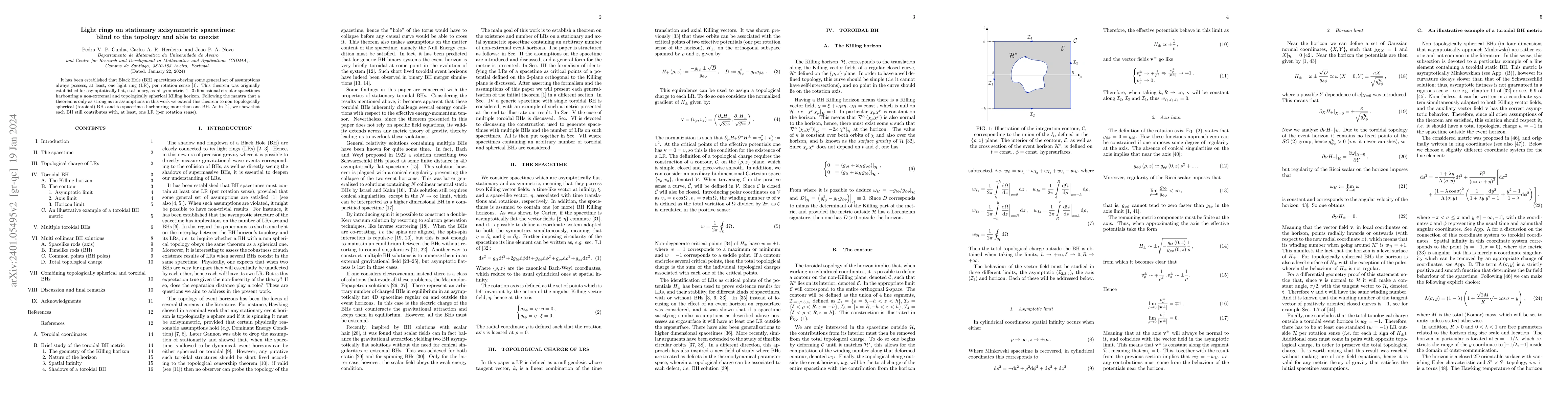 Thumbnail for Light rings on stationary axisymmetric spacetimes: blind to the topology
  and able to coexist