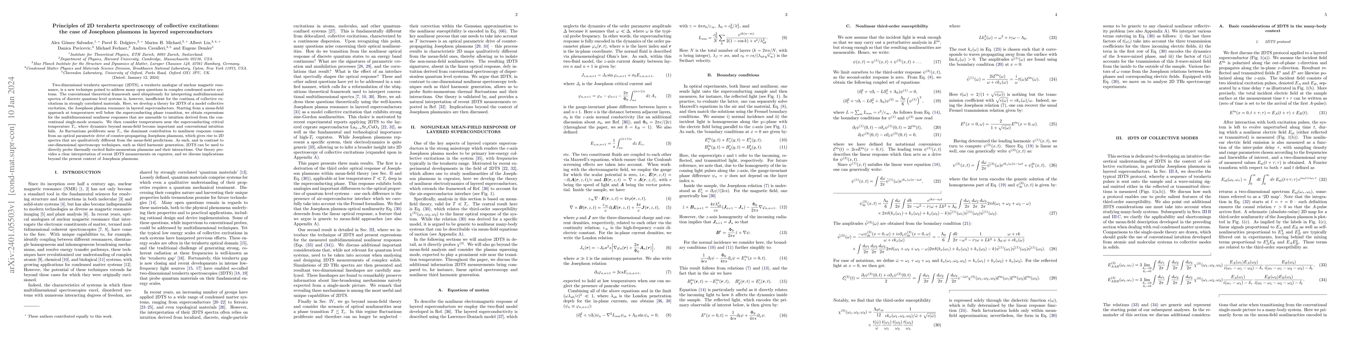 Thumbnail for Principles of 2D terahertz spectroscopy of collective excitations: the
  case of Josephson plasmons in layered superconductors
