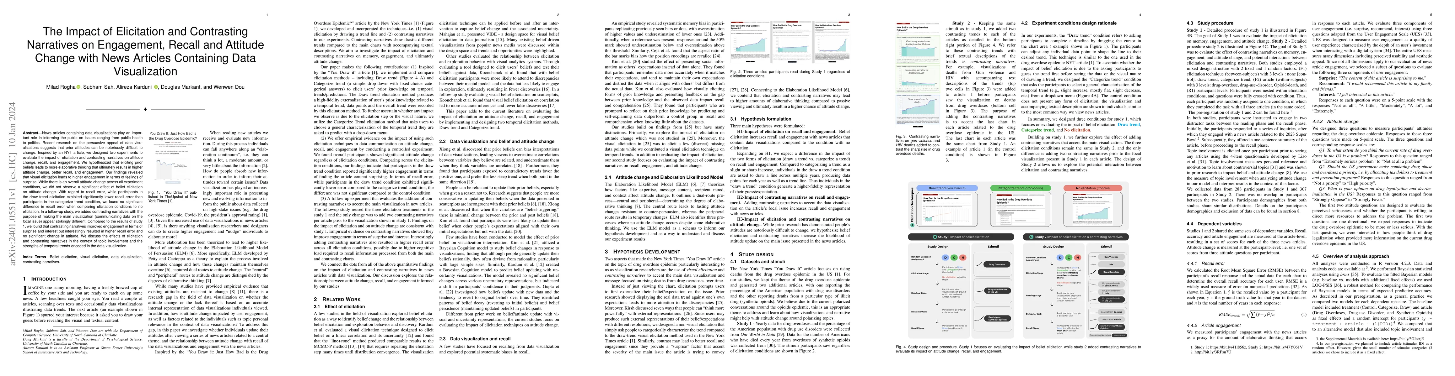 Thumbnail for The Impact of Elicitation and Contrasting Narratives on Engagement,
  Recall and Attitude Change with News Articles Containing Data Visualization