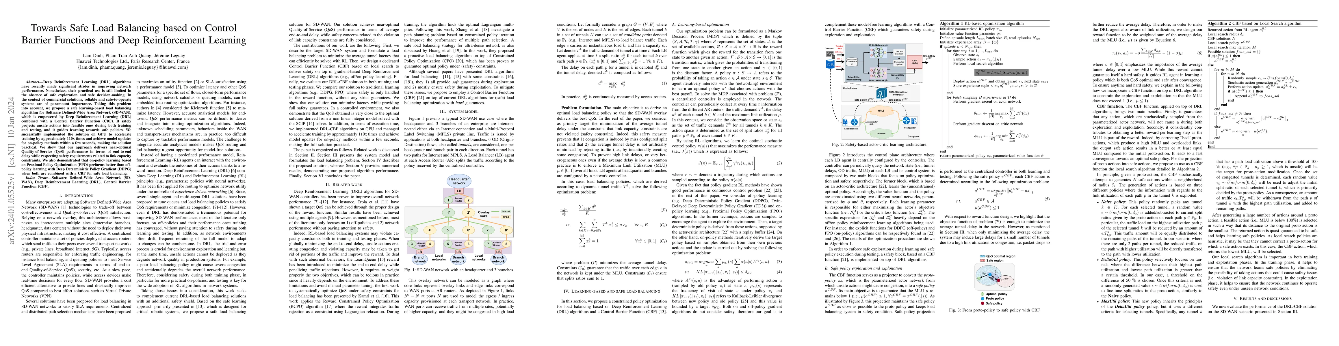 Thumbnail for Towards Safe Load Balancing based on Control Barrier Functions and Deep
  Reinforcement Learning