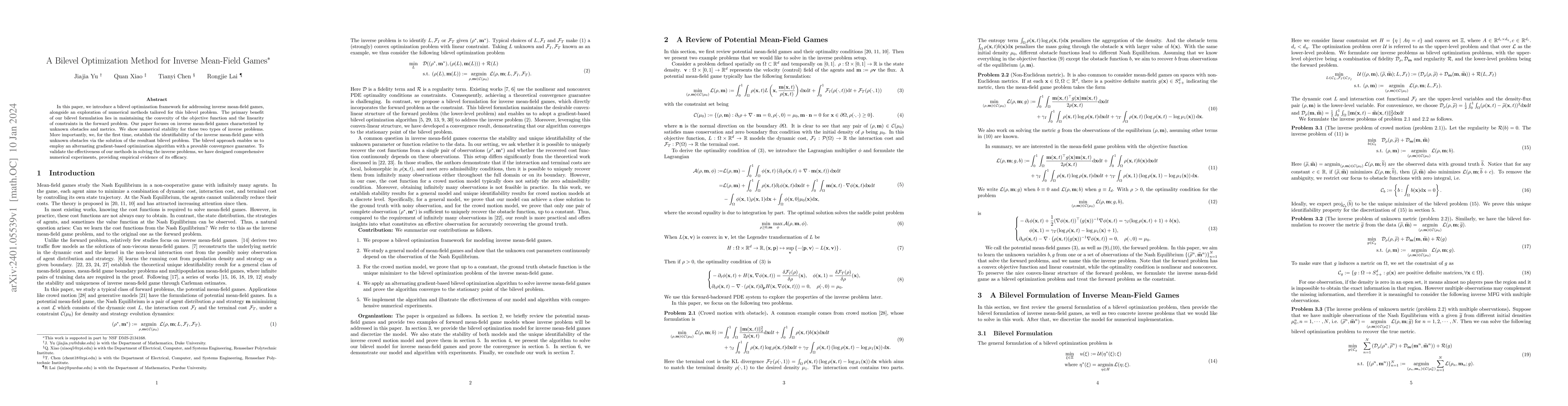 Thumbnail for A Bilevel Optimization Method for Inverse Mean-Field Games