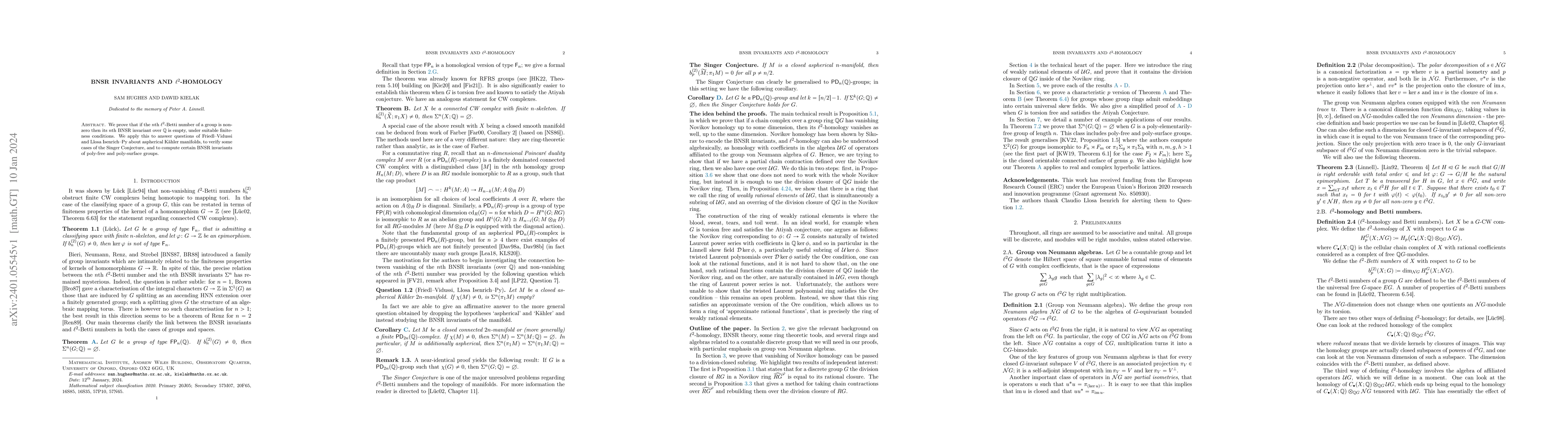Thumbnail for BNSR invariants and $\ell^2$-homology