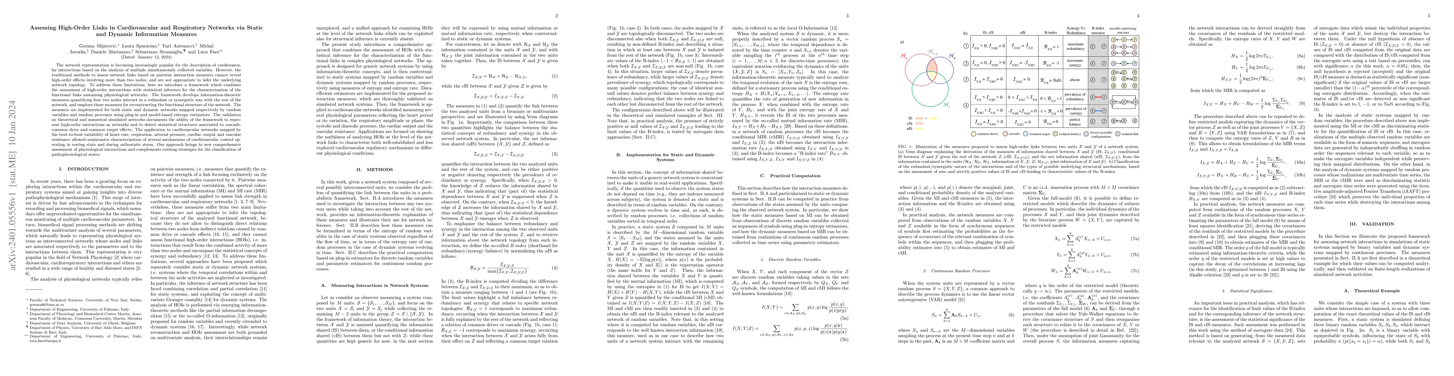 Thumbnail for Assessing High-Order Links in Cardiovascular and Respiratory Networks
  via Static and Dynamic Information Measures
