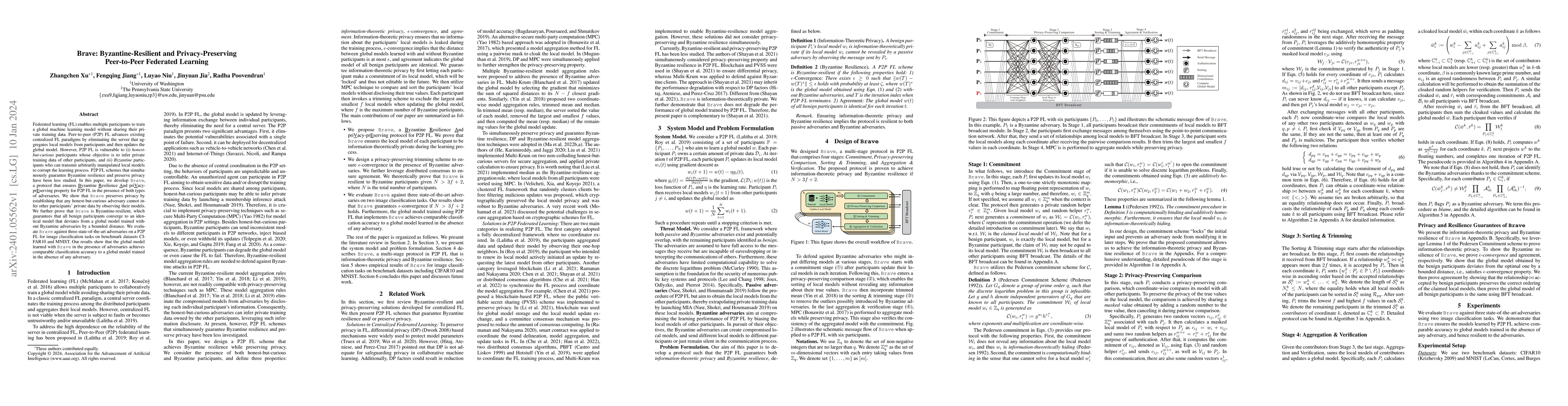 Thumbnail for Brave: Byzantine-Resilient and Privacy-Preserving Peer-to-Peer Federated
  Learning