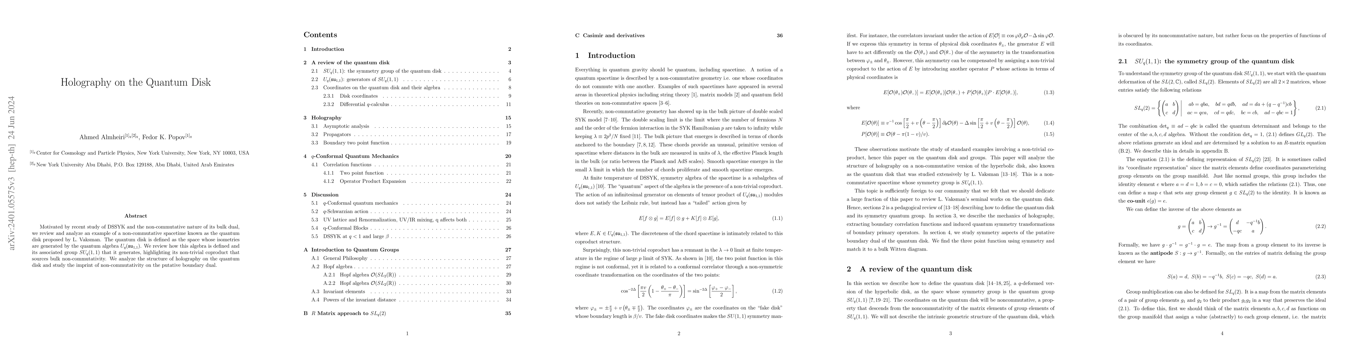 Thumbnail for Holography on the Quantum Disk
