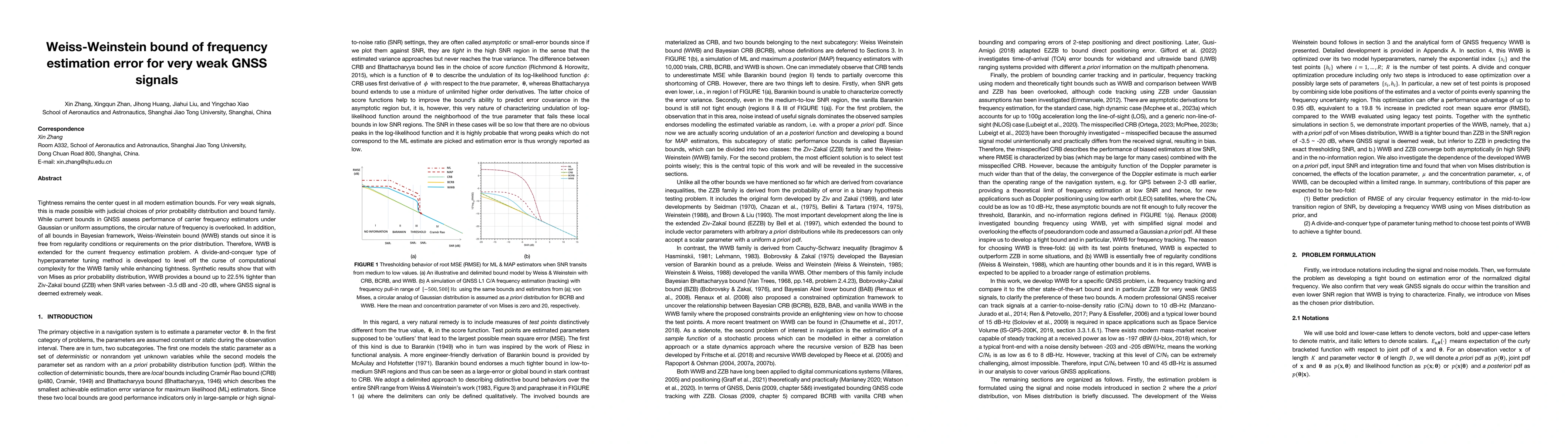 Thumbnail for Weiss-Weinstein bound of frequency estimation error for very weak GNSS
  signals
