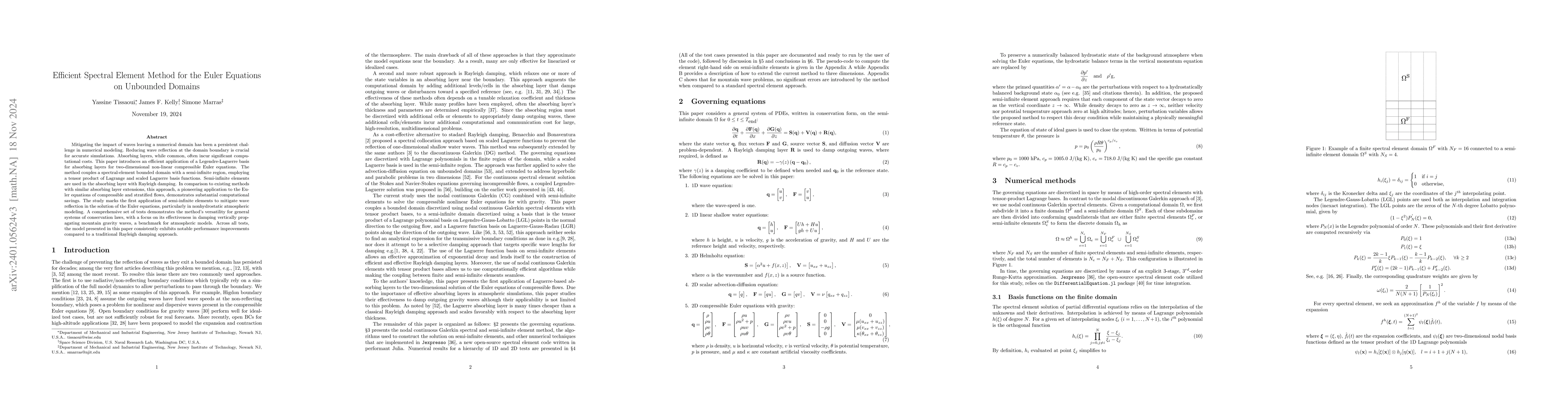 Thumbnail for Efficient Spectral Element Method for the Euler Equations on Unbounded
  Domains in Multiple Dimensions