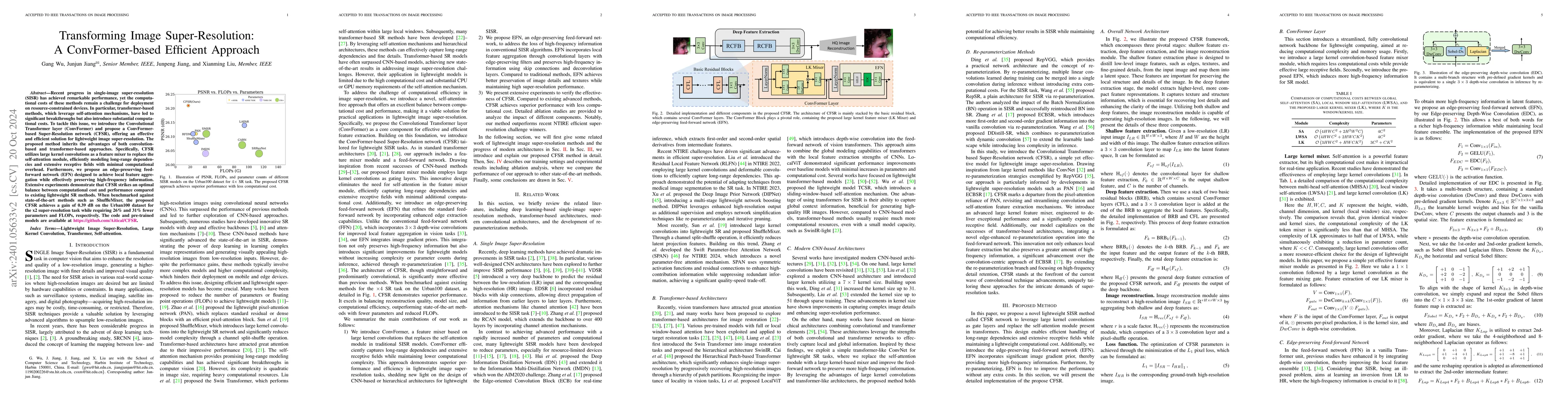 Thumbnail for Transforming Image Super-Resolution: A ConvFormer-based Efficient
  Approach