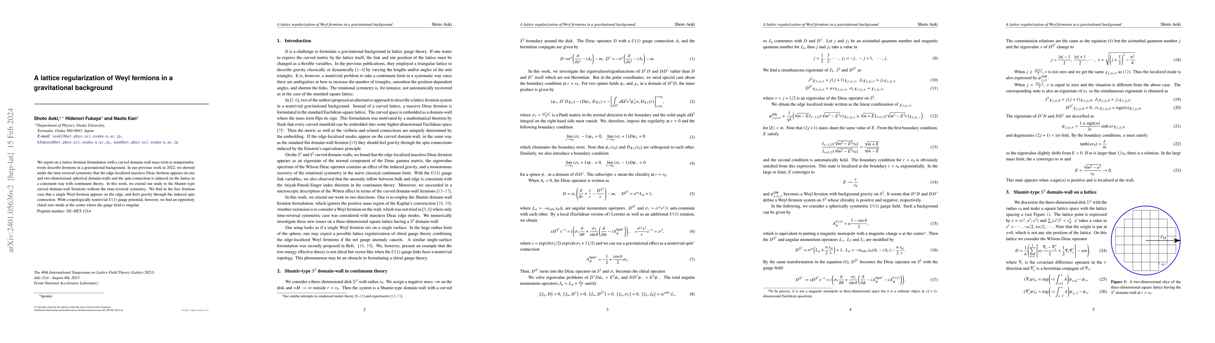 Thumbnail for A lattice regularization of Weyl fermions in a gravitational background