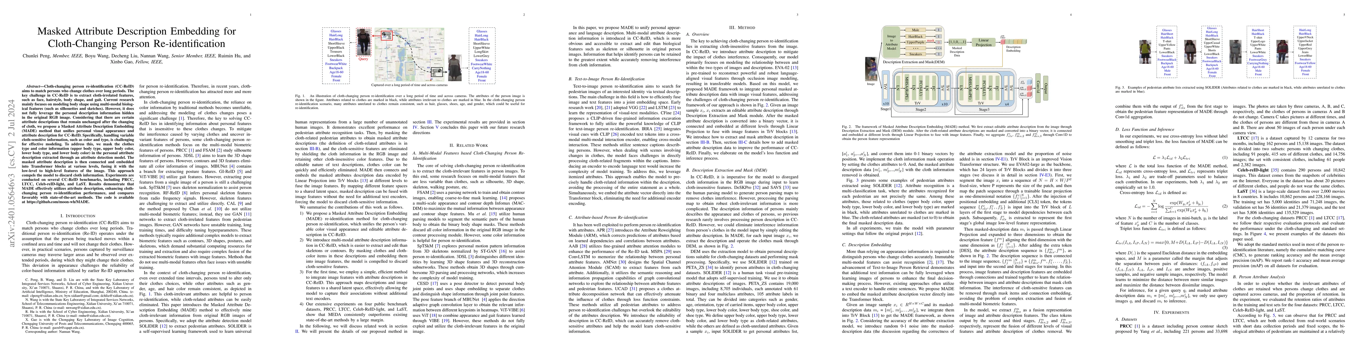 Thumbnail for Masked Attribute Description Embedding for Cloth-Changing Person
  Re-identification