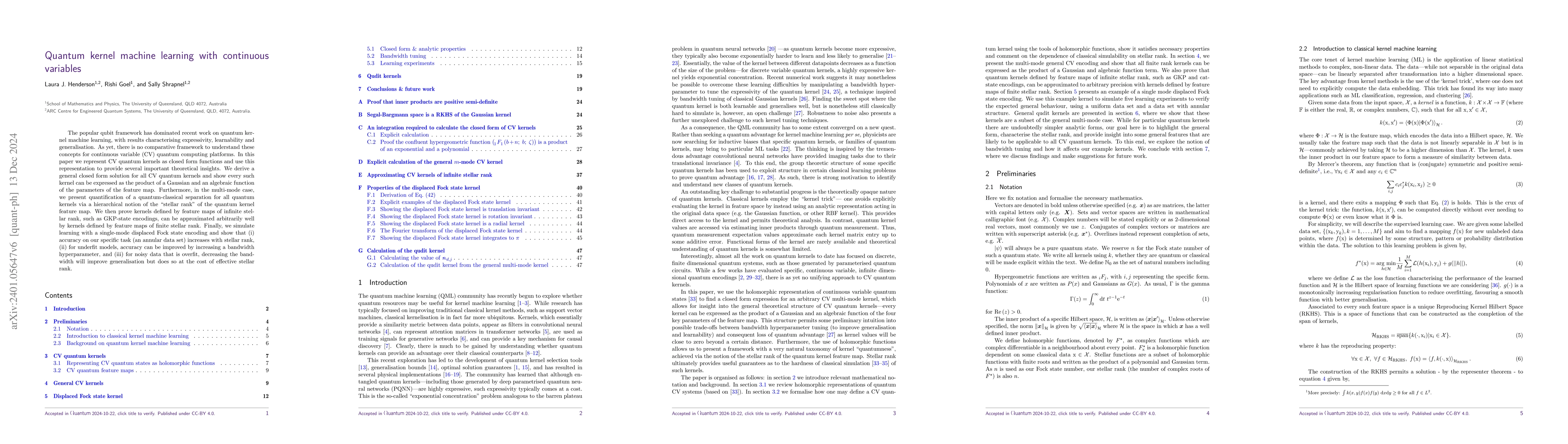 Thumbnail for Quantum Kernel Machine Learning With Continuous Variables