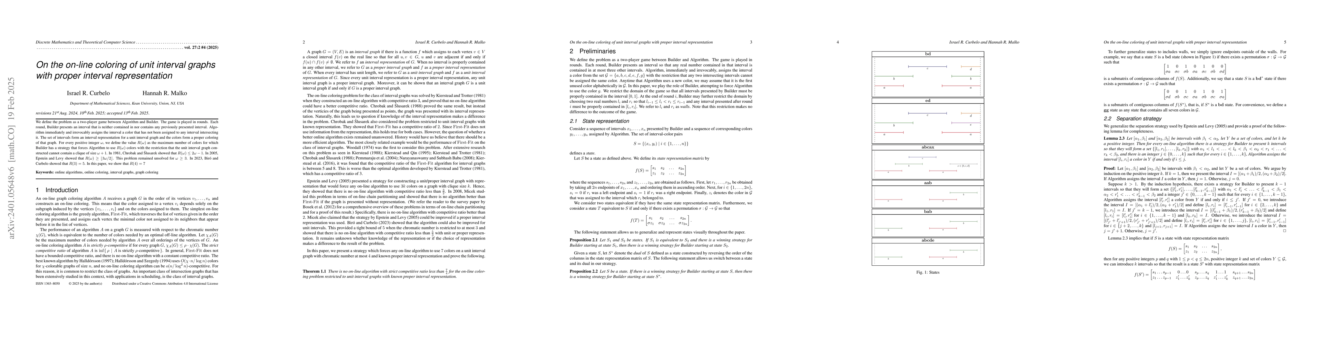 Thumbnail for On the on-line coloring of unit interval graphs with proper interval
  representation