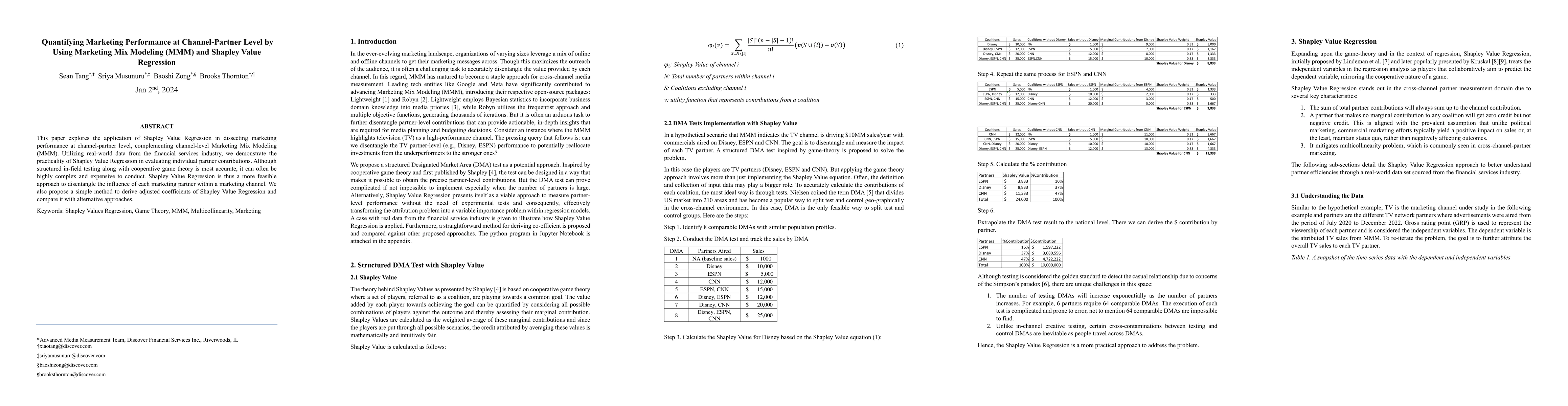 Thumbnail for Quantifying Marketing Performance at Channel-Partner Level by Using
  Marketing Mix Modeling (MMM) and Shapley Value Regression
