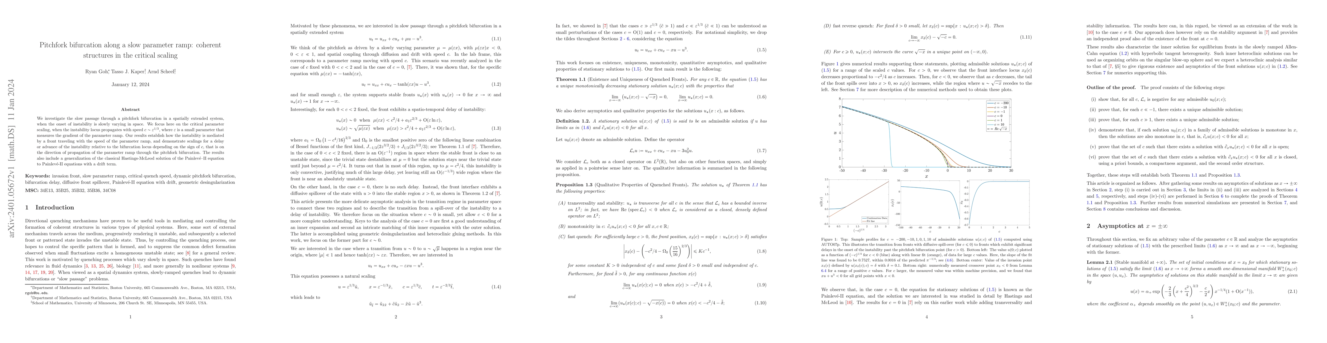 Thumbnail for Pitchfork bifurcation along a slow parameter ramp: coherent structures
  in the critical scaling
