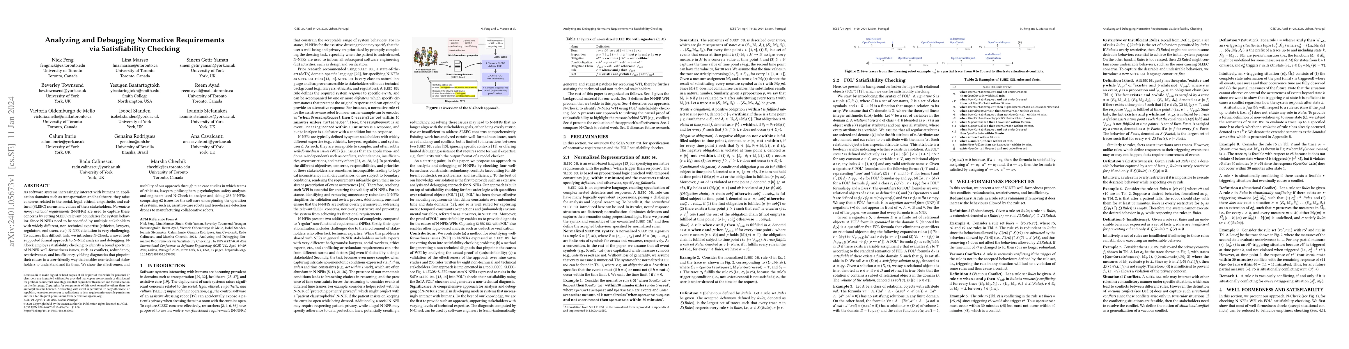 Thumbnail for Analyzing and Debugging Normative Requirements via Satisfiability
  Checking