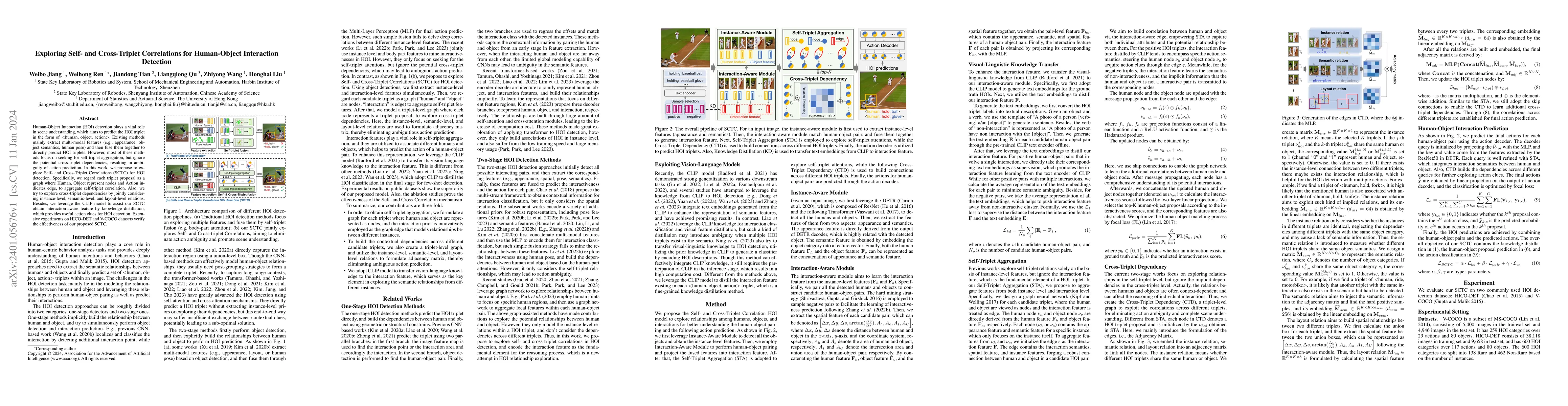 Thumbnail for Exploring Self- and Cross-Triplet Correlations for Human-Object
  Interaction Detection