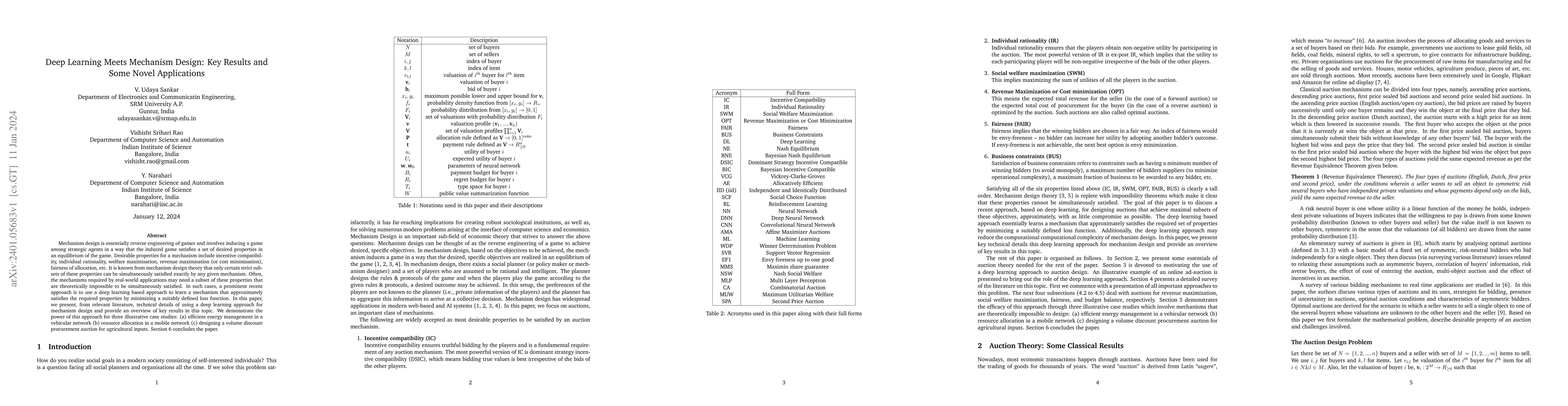 Thumbnail for Deep Learning Meets Mechanism Design: Key Results and Some Novel
  Applications
