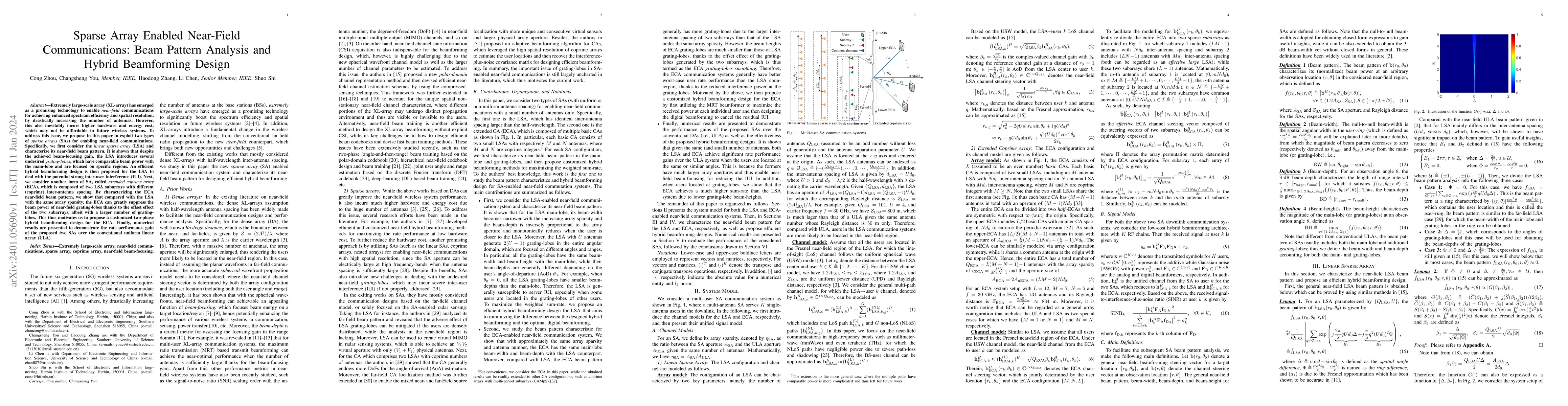 Thumbnail for Sparse Array Enabled Near-Field Communications: Beam Pattern Analysis
  and Hybrid Beamforming Design