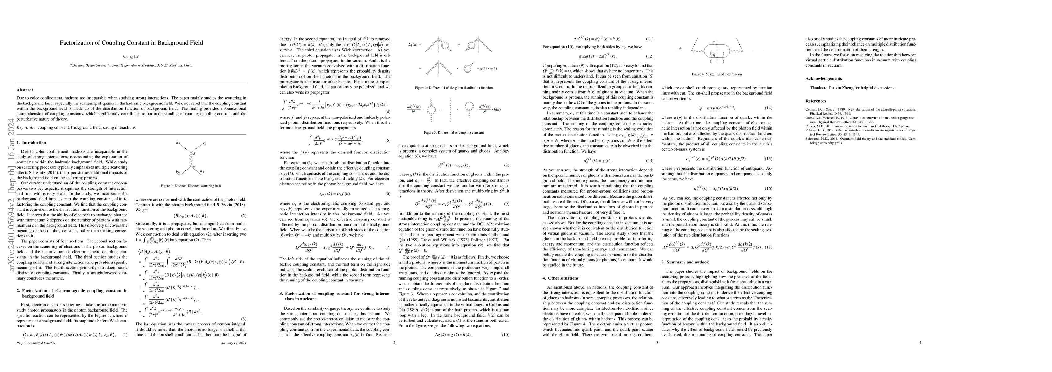 Thumbnail for Factorization of Coupling Constant in Background Field