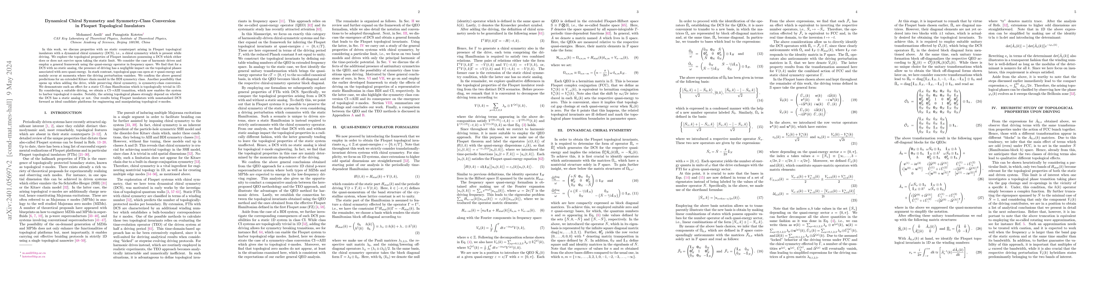 Thumbnail for Dynamical Chiral Symmetry and Symmetry-Class Conversion in Floquet
  Topological Insulators