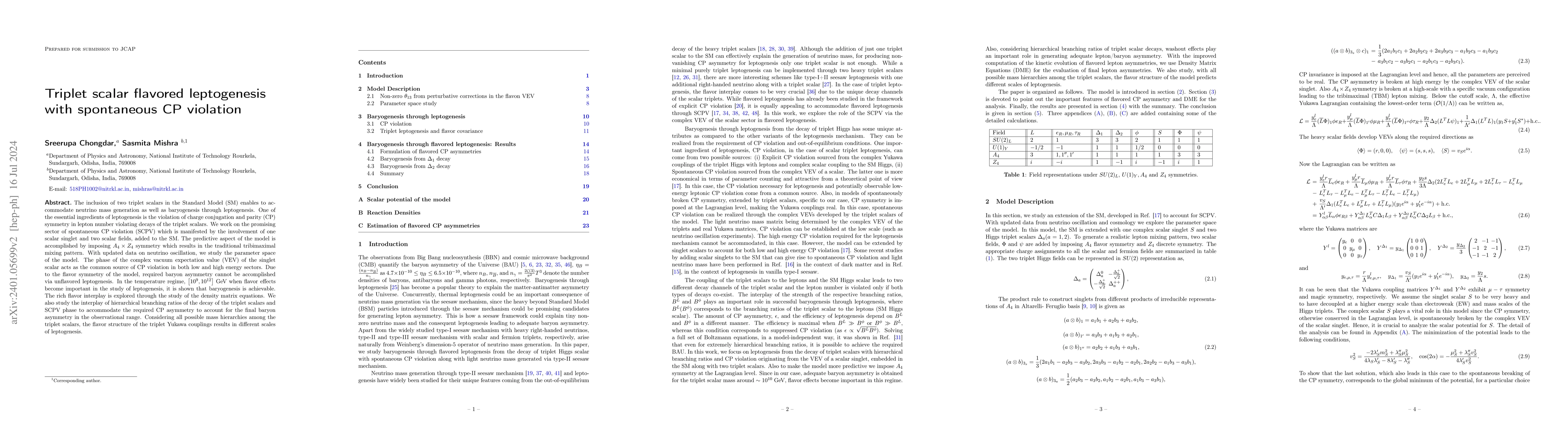 Thumbnail for Triplet scalar flavored leptogenesis with spontaneous CP violation
