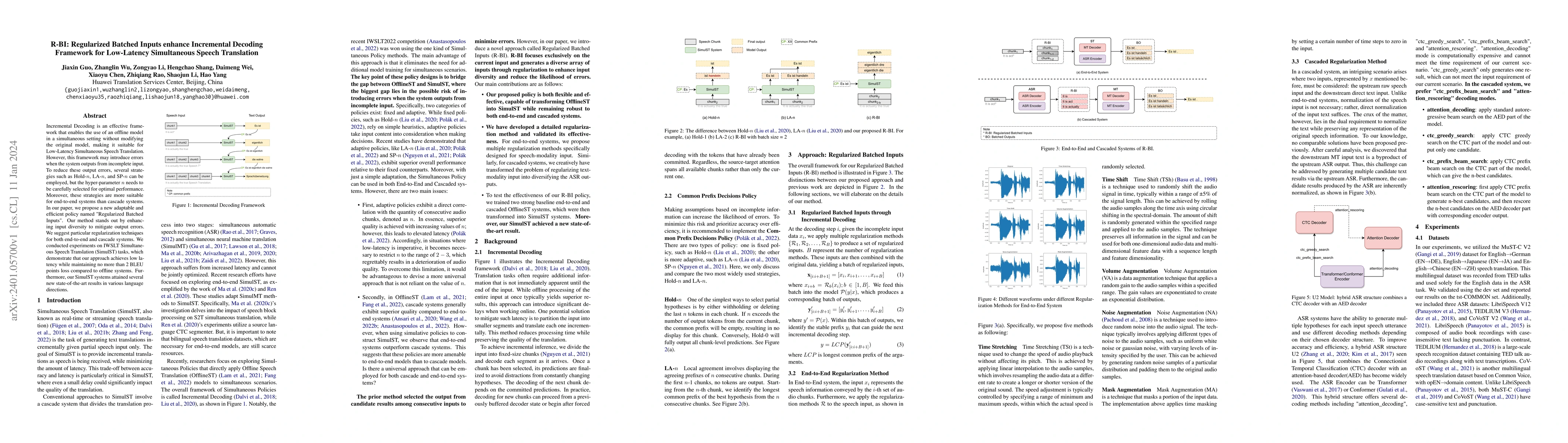 Thumbnail for R-BI: Regularized Batched Inputs enhance Incremental Decoding Framework
  for Low-Latency Simultaneous Speech Translation
