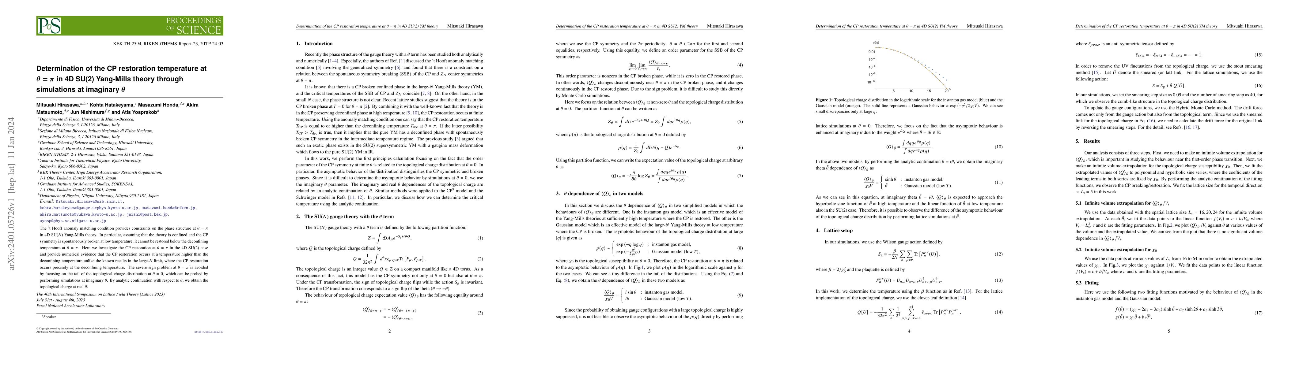 Thumbnail for Determination of the CP restoration temperature at $\theta=\pi$ in 4D
  SU(2) Yang-Mills theory through simulations at imaginary $\theta$