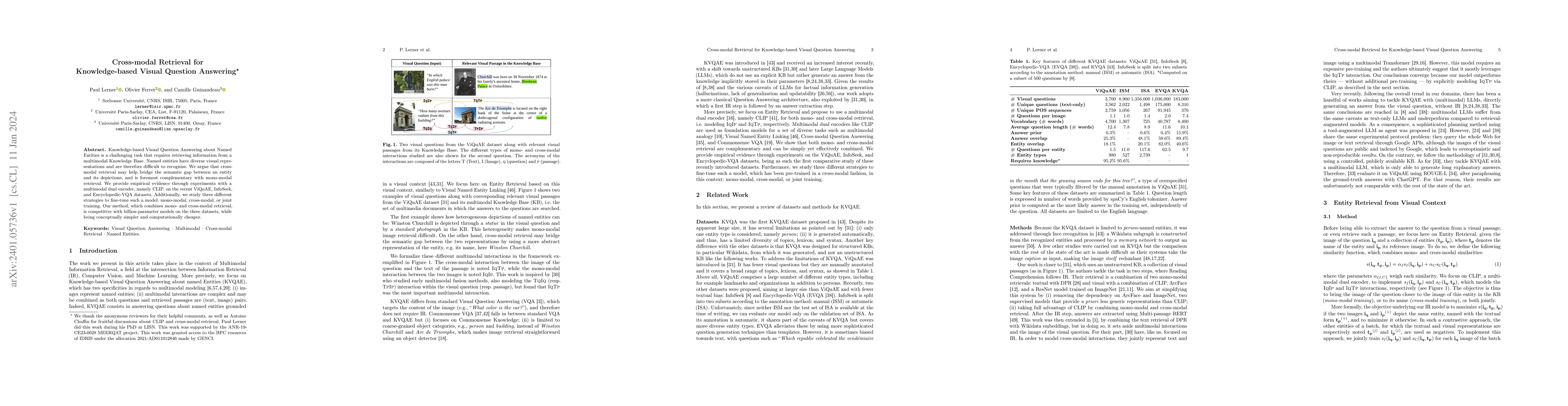 Thumbnail for Cross-modal Retrieval for Knowledge-based Visual Question Answering