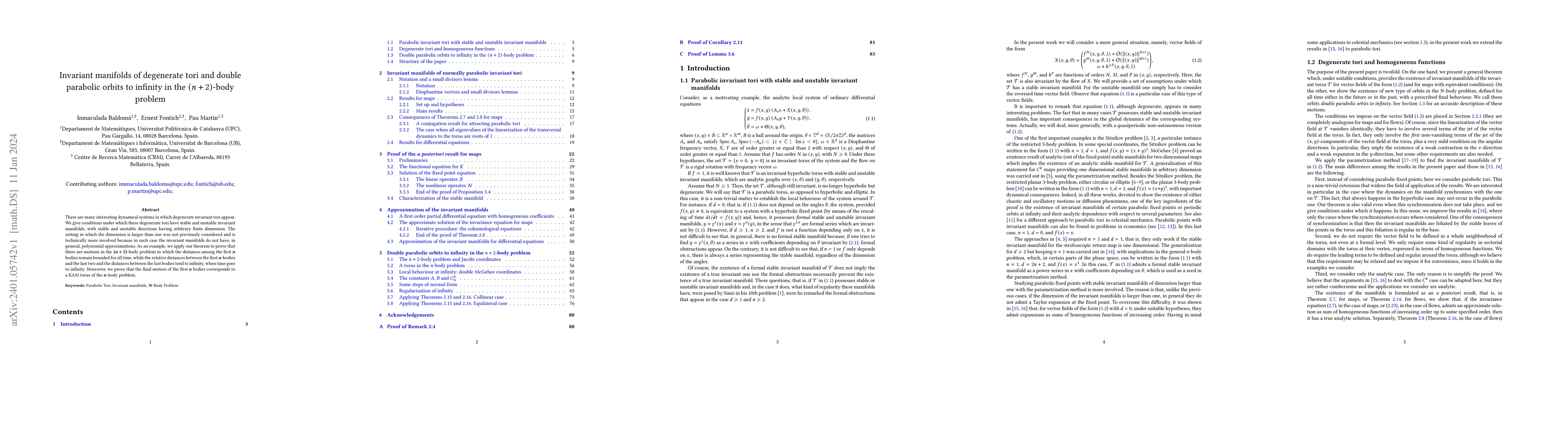 Thumbnail for Invariant manifolds of degenerate tori and double parabolic orbits to
  infinity in the (n+2)-body problem