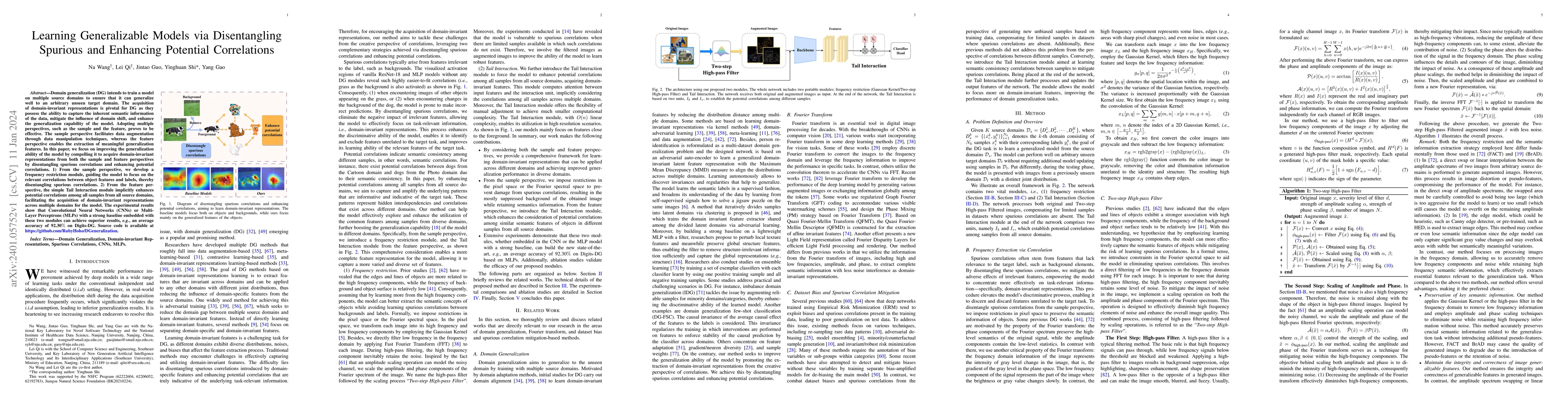 Thumbnail for Learning Generalizable Models via Disentangling Spurious and Enhancing
  Potential Correlations