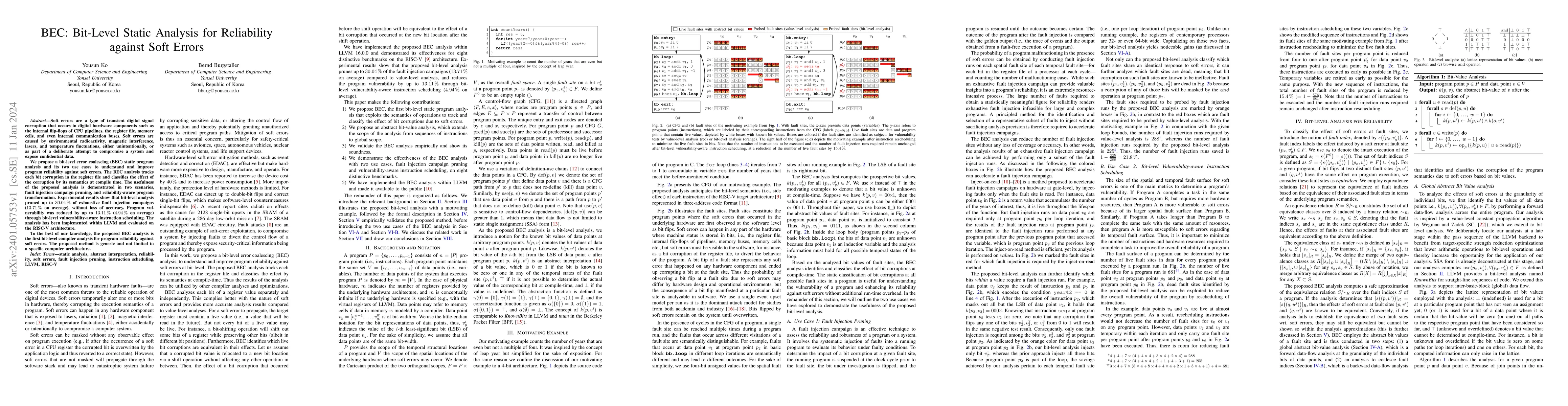 Thumbnail for BEC: Bit-Level Static Analysis for Reliability against Soft Errors