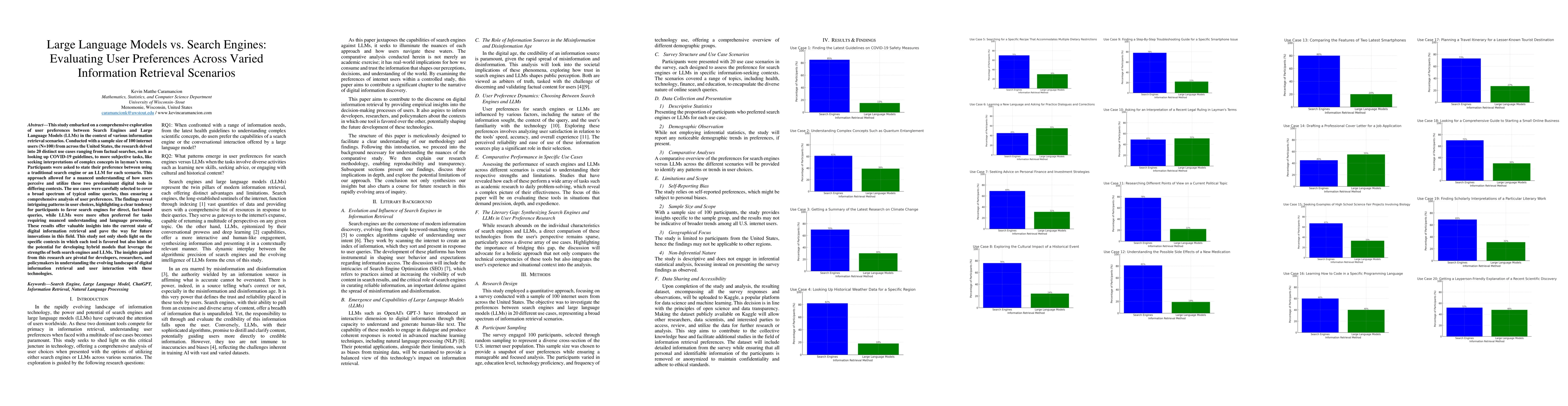 Thumbnail for Large Language Models vs. Search Engines: Evaluating User Preferences
  Across Varied Information Retrieval Scenarios