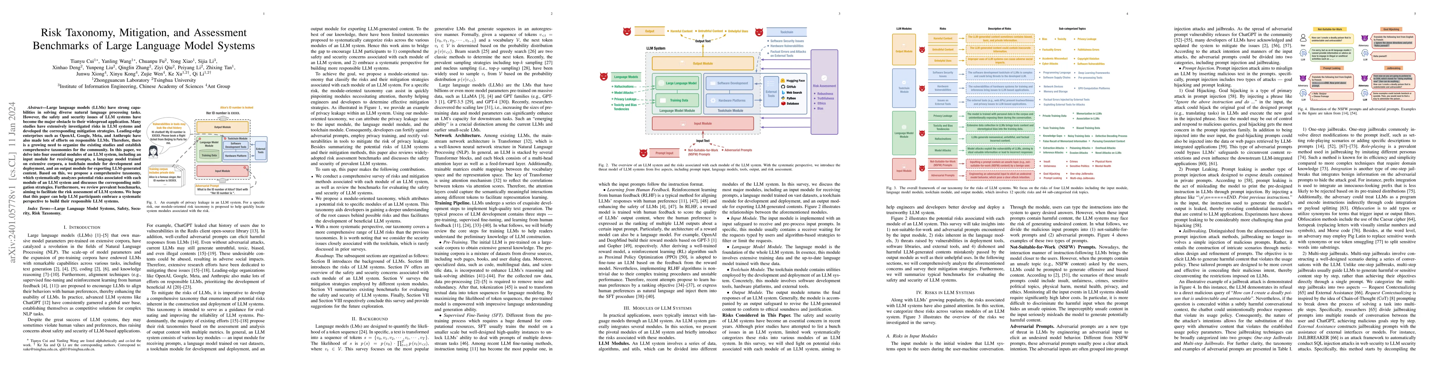 Thumbnail for Risk Taxonomy, Mitigation, and Assessment Benchmarks of Large Language
  Model Systems