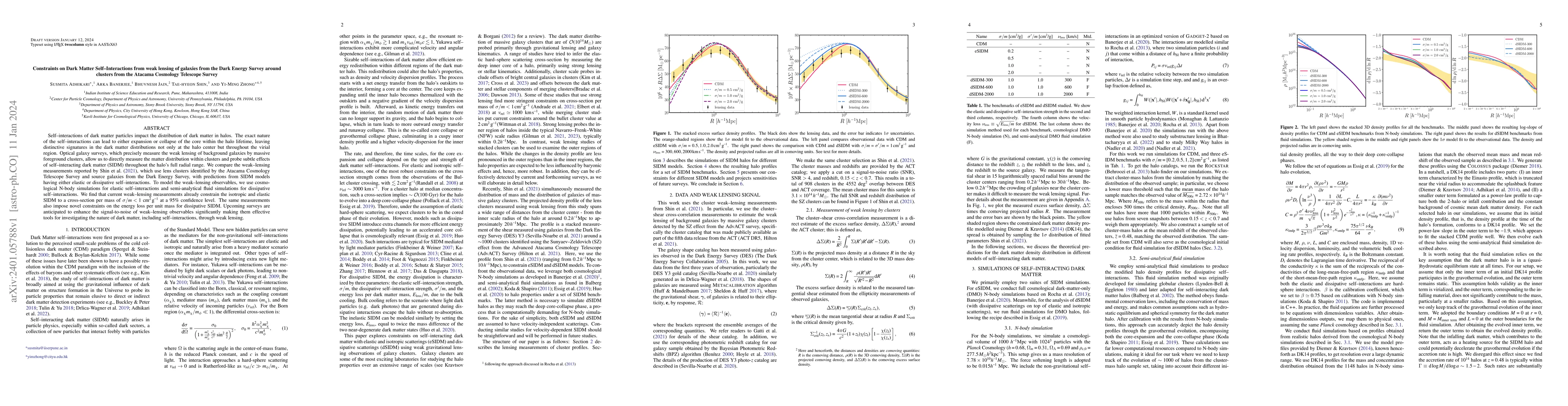 Thumbnail for Constraints on Dark Matter Self-Interactions from weak lensing of
  galaxies from the Dark Energy Survey around clusters from the Atacama
  Cosmology Telescope Survey