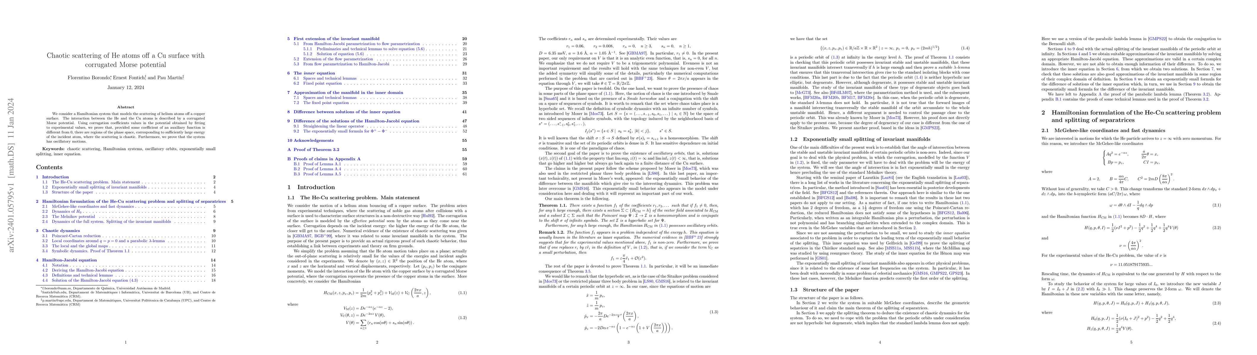 Thumbnail for Chaotic scattering of He atoms off a Cu surface with corrugated Morse
  potential