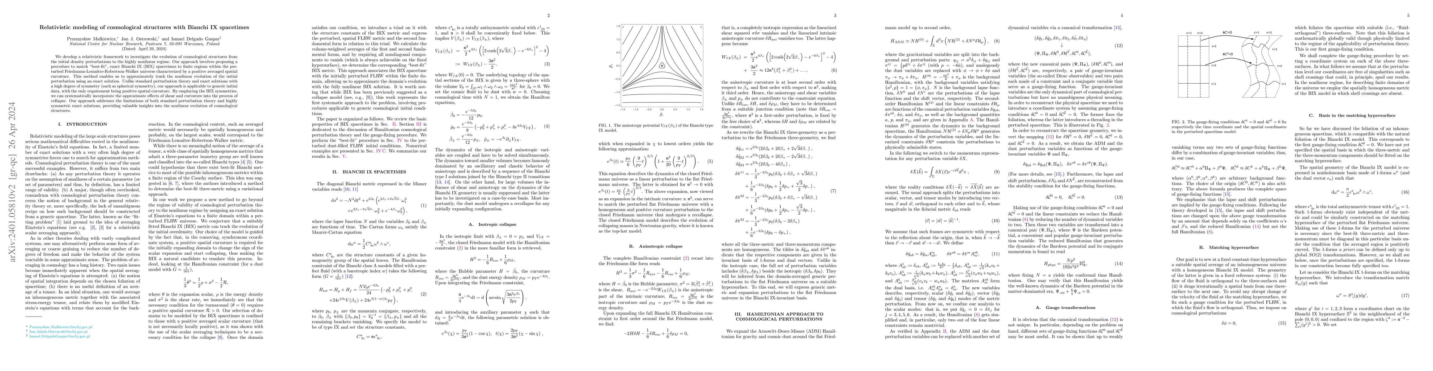 Thumbnail for Relativistic modeling of cosmological structures with Bianchi IX
  spacetimes