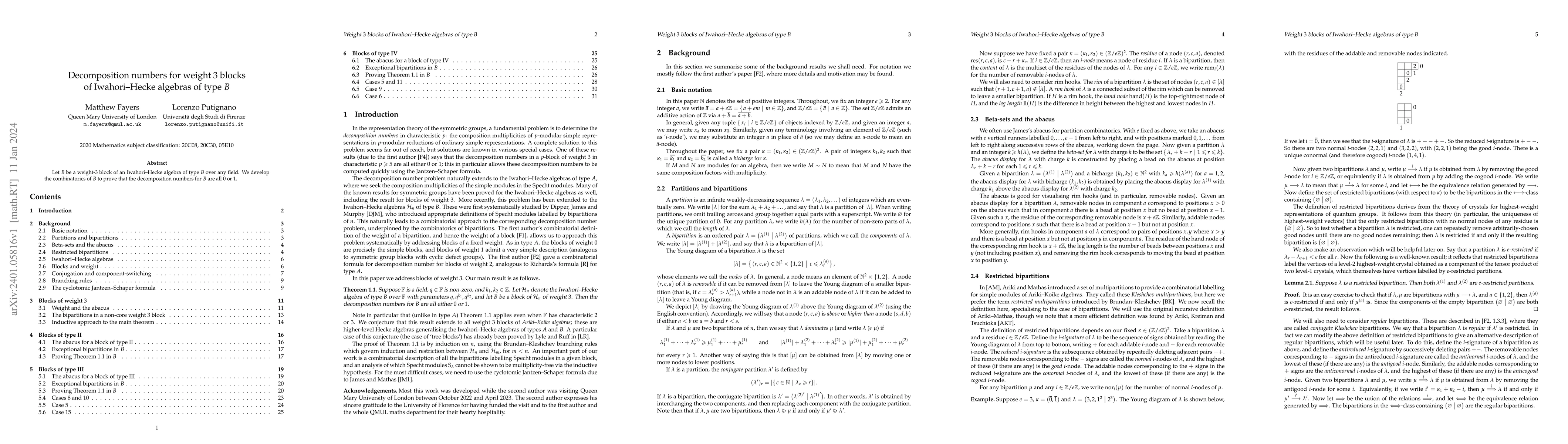 Thumbnail for Decomposition numbers for weight 3 blocks of Iwahori--Hecke algebras of
  type B