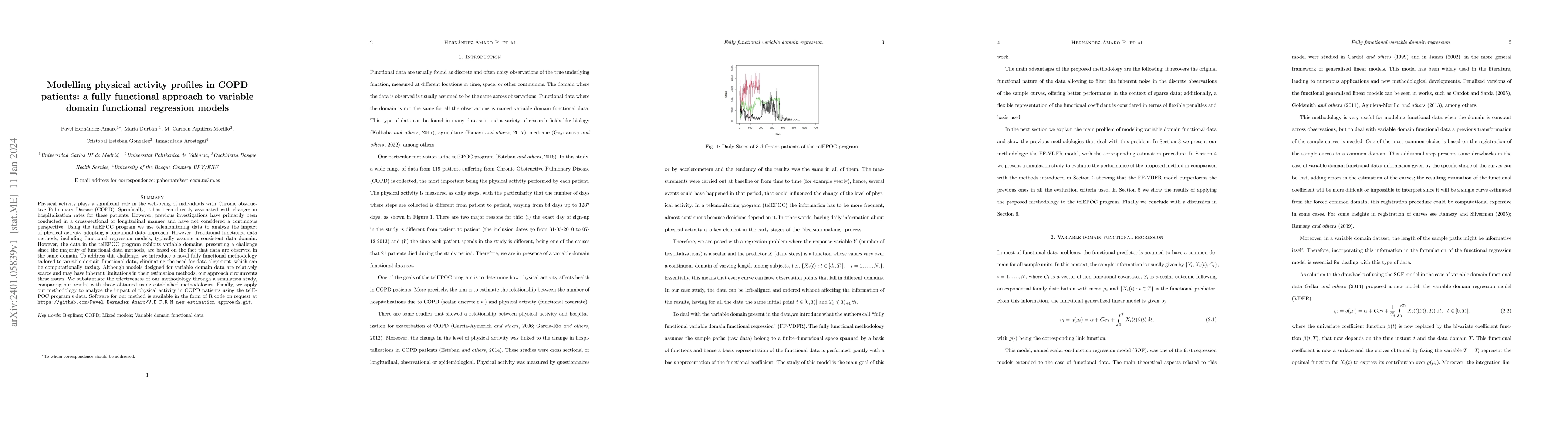 Thumbnail for Modelling physical activity profiles in COPD patients: a fully
  functional approach to variable domain functional regression models