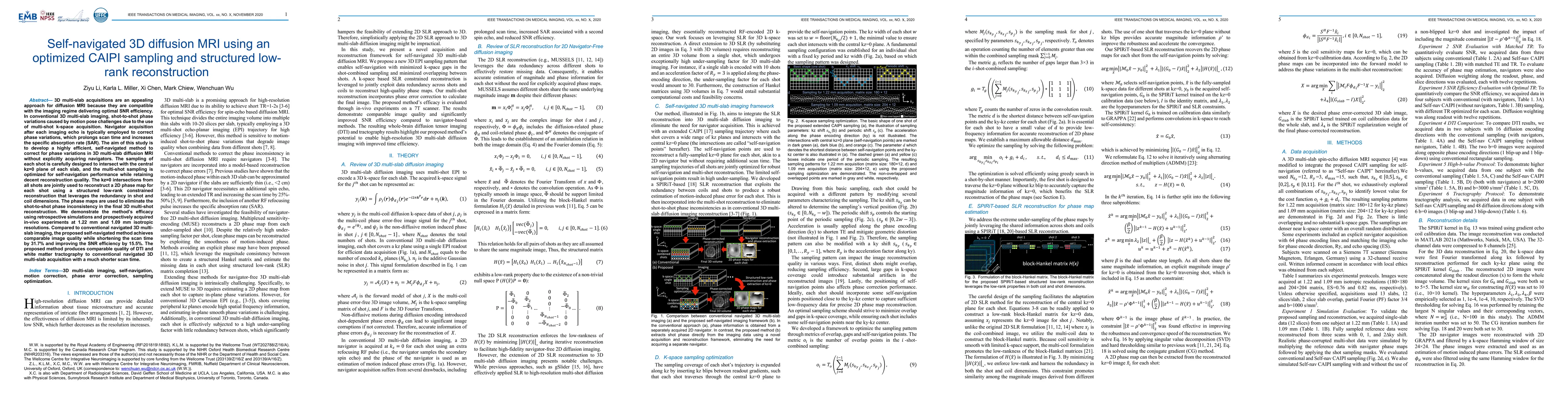 Thumbnail for Self-navigated 3D diffusion MRI using an optimized CAIPI sampling and
  structured low-rank reconstruction