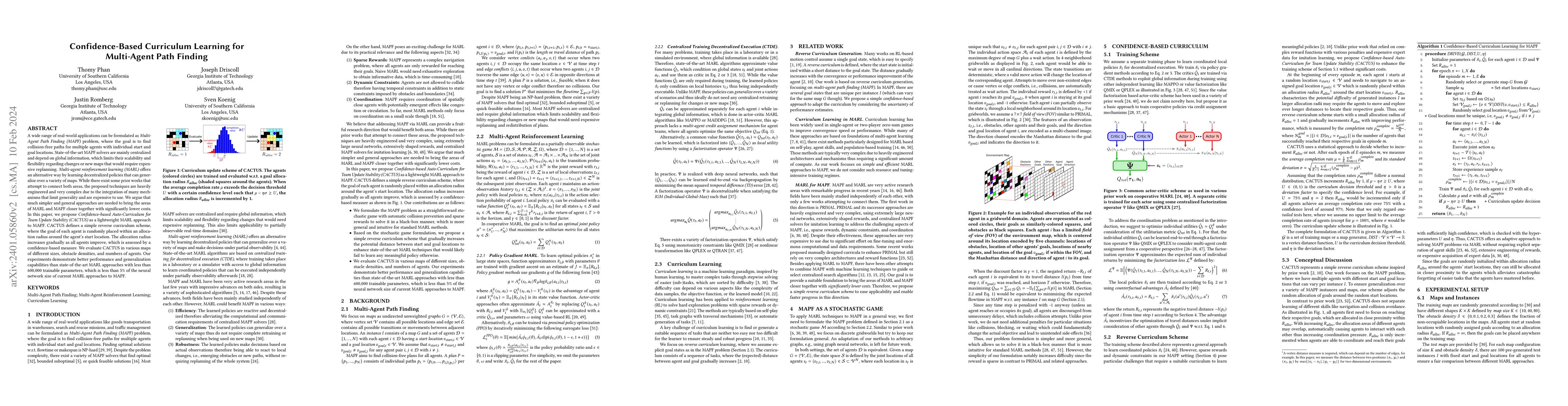 Thumbnail for Confidence-Based Curriculum Learning for Multi-Agent Path Finding