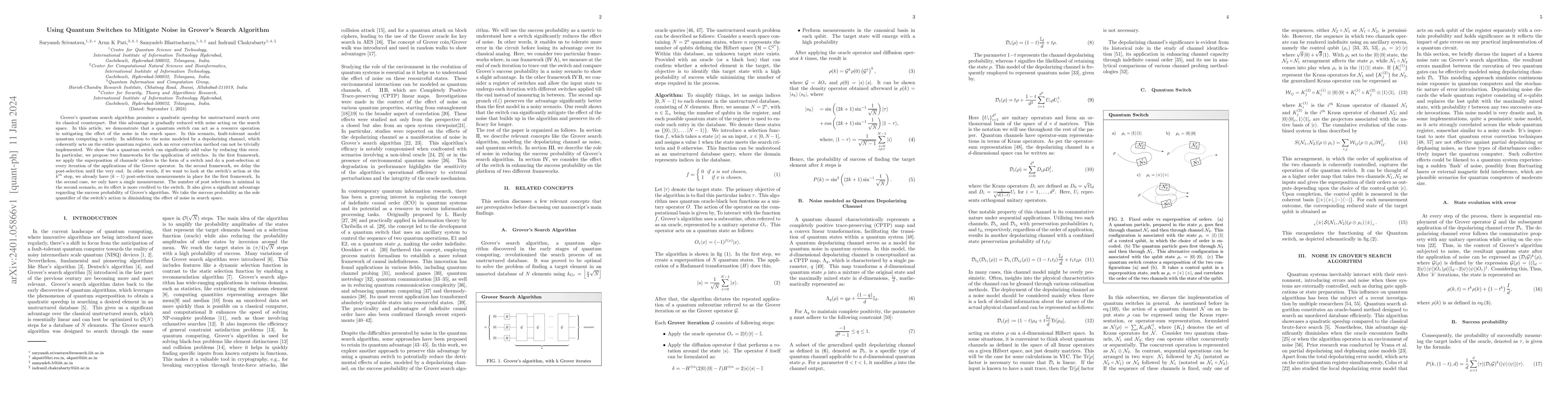 Thumbnail for Using Quantum Switches to Mitigate Noise in Grover's Search Algorithm