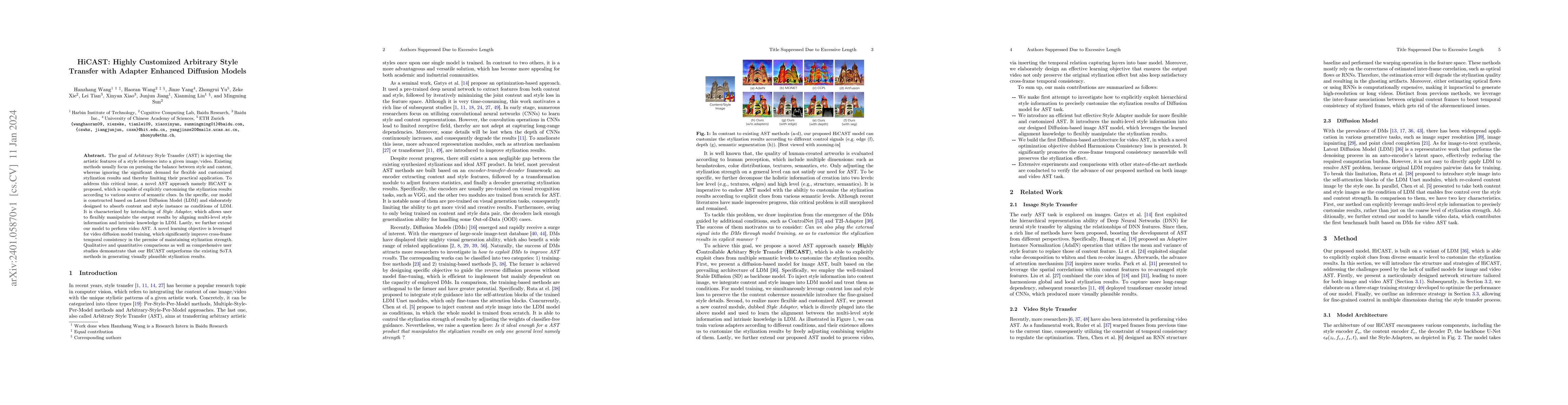 Thumbnail for HiCAST: Highly Customized Arbitrary Style Transfer with Adapter Enhanced
  Diffusion Models
