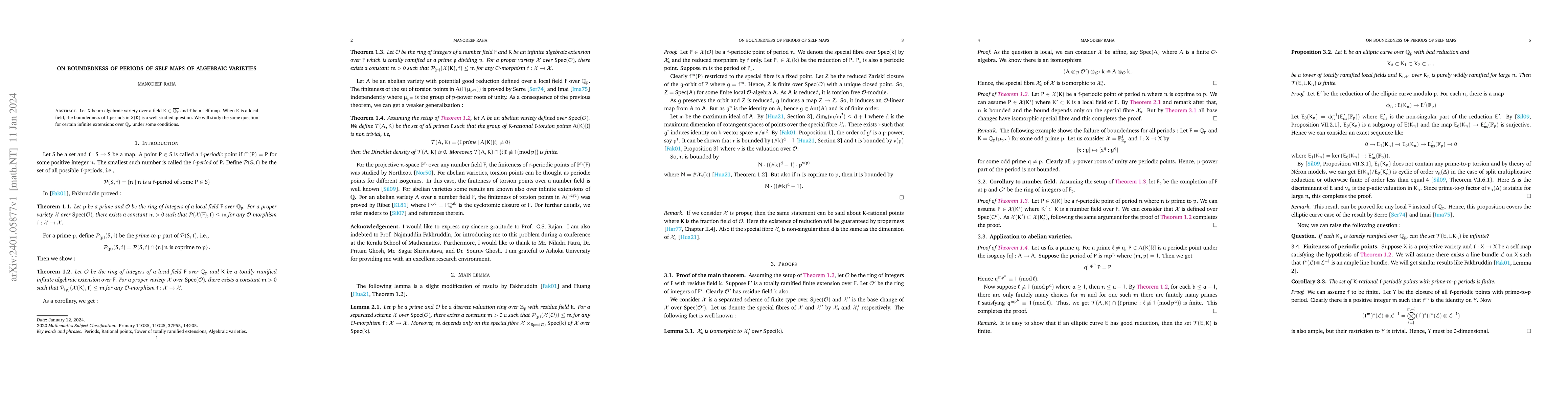 Thumbnail for On boundedness of periods of self maps of algebraic varieties