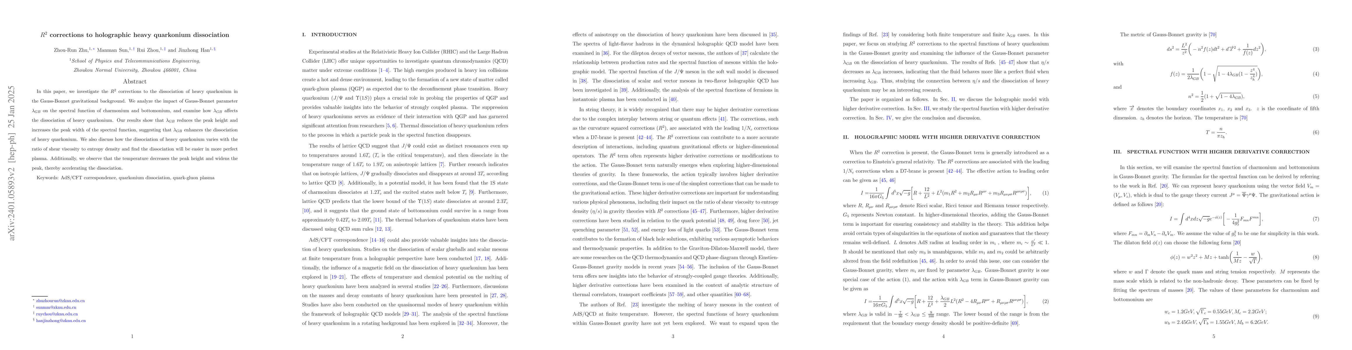 Thumbnail for $R^2$ corrections to holographic heavy meson dissociation