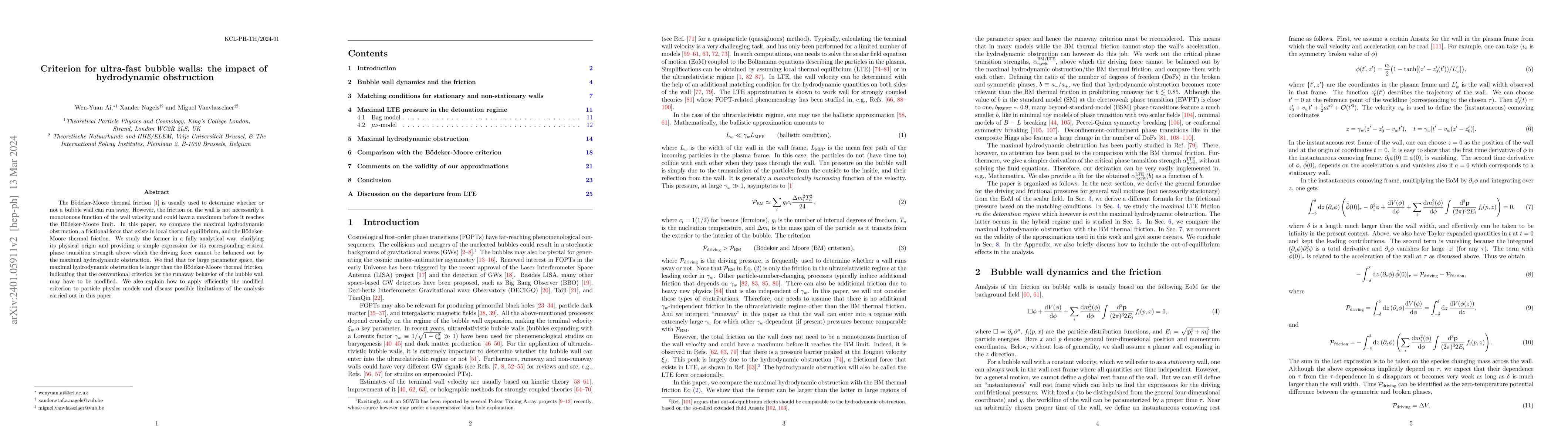 Thumbnail for Criterion for ultra-fast bubble walls: the impact of hydrodynamic
  obstruction