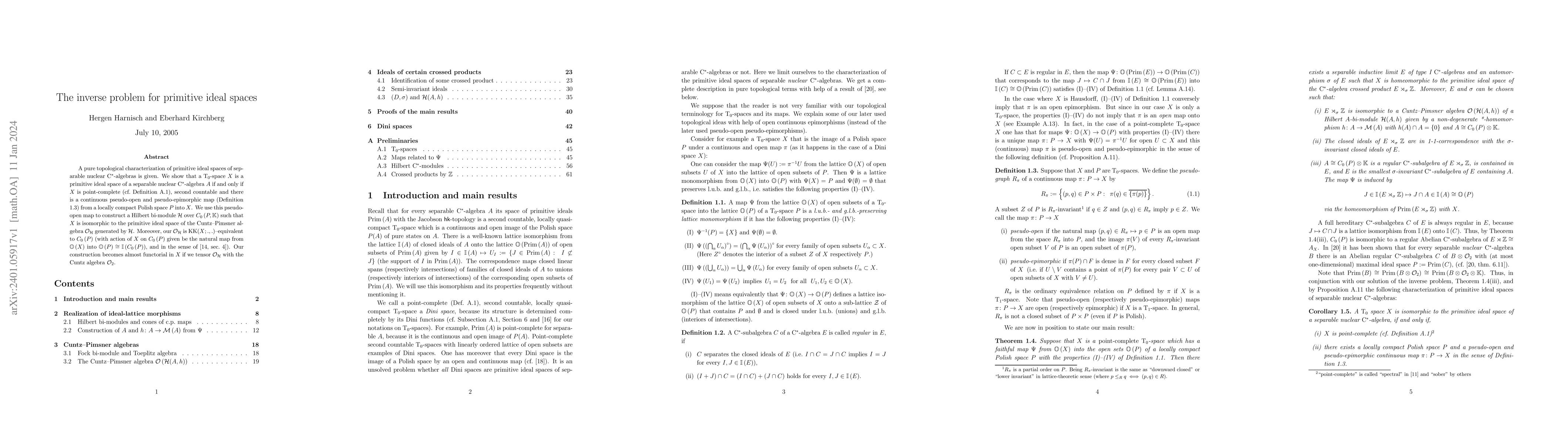 Thumbnail for The inverse problem for primitive ideal spaces