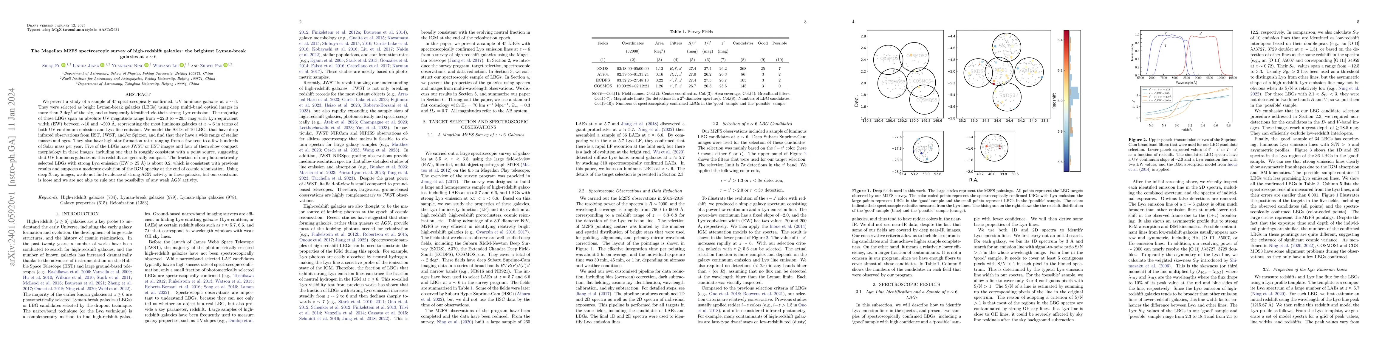 Thumbnail for The Magellan M2FS spectroscopic survey of high-redshift galaxies: the
  brightest Lyman-break galaxies at $z \sim 6$